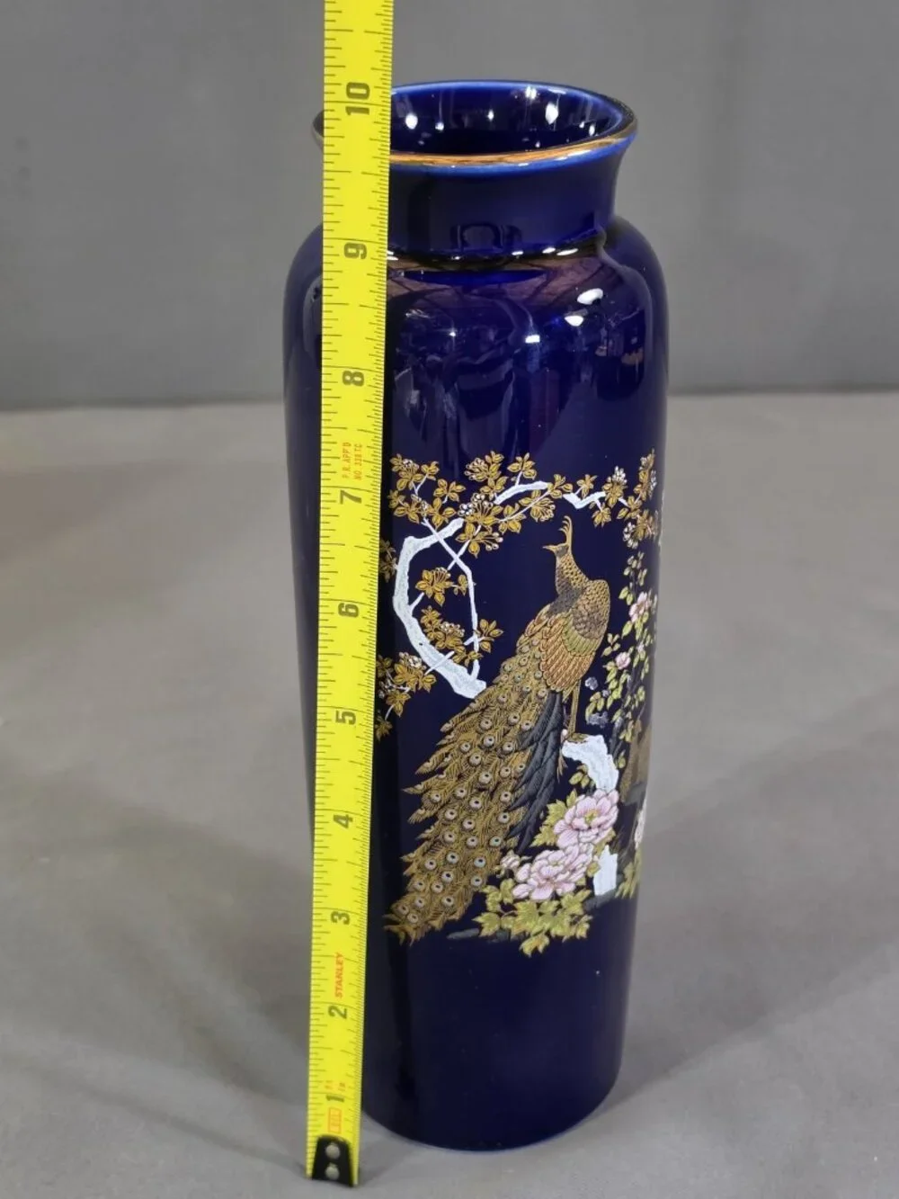 Vintage Japanese Porcelain Vase Hand Painted, 10” T